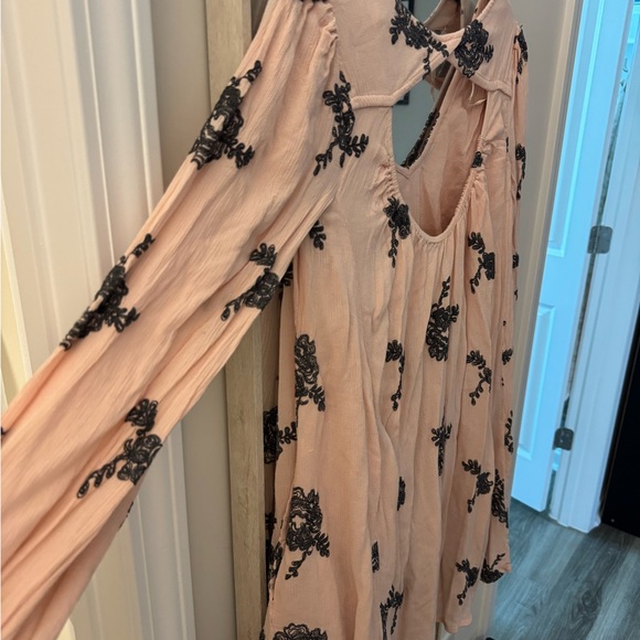 Free People Blush and Black Floral Dress - Picture 1 of 6